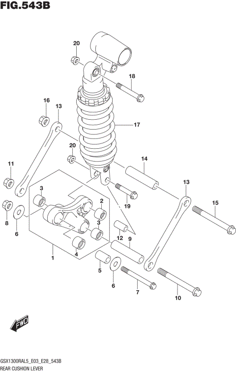 REAR CUSHION LEVER (GSX1300RAL5 E28)
