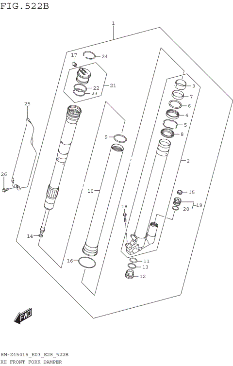RH FRONT FORK DAMPER (RM-Z450L5 E28)
