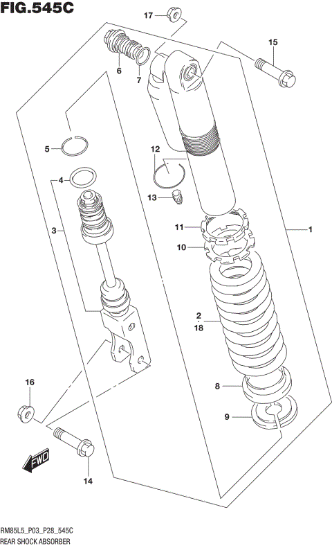 REAR SHOCK ABSORBER (RM85LL5 P28)