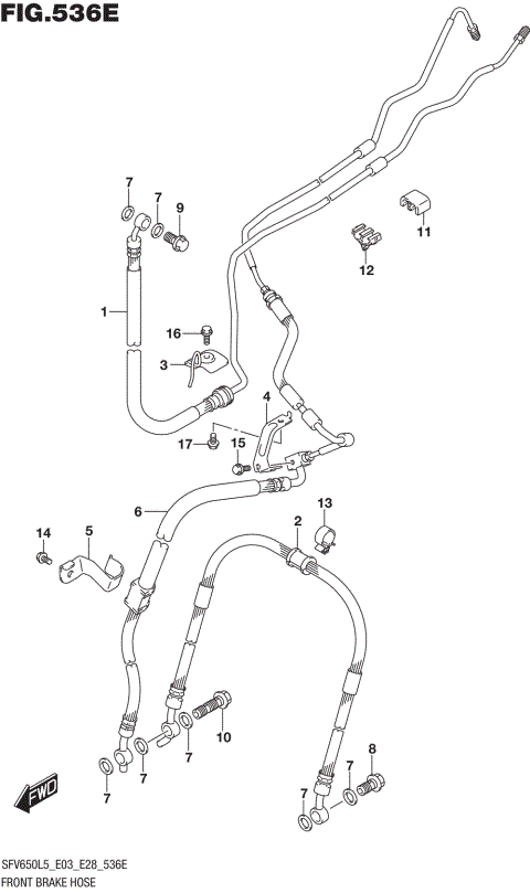 FRONT BRAKE HOSE (SFV650AL5 E33)