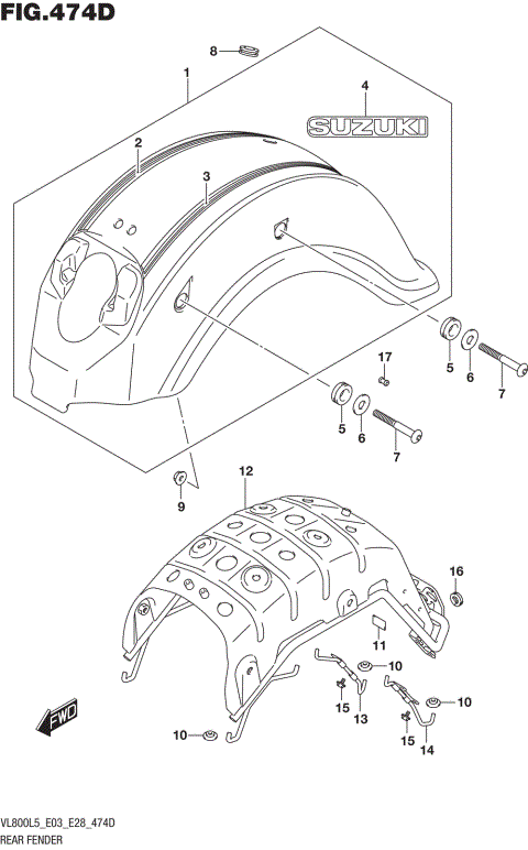 REAR FENDER (VL800TL5 E28)