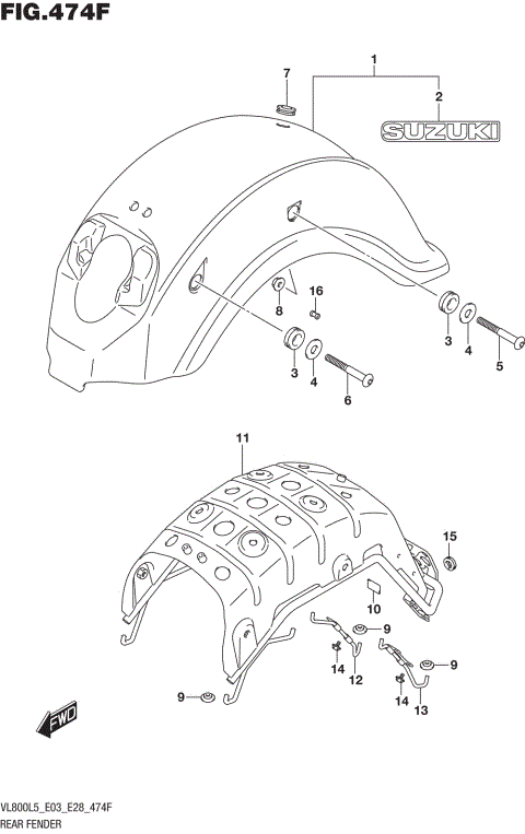 REAR FENDER (VL800BL5 E28)