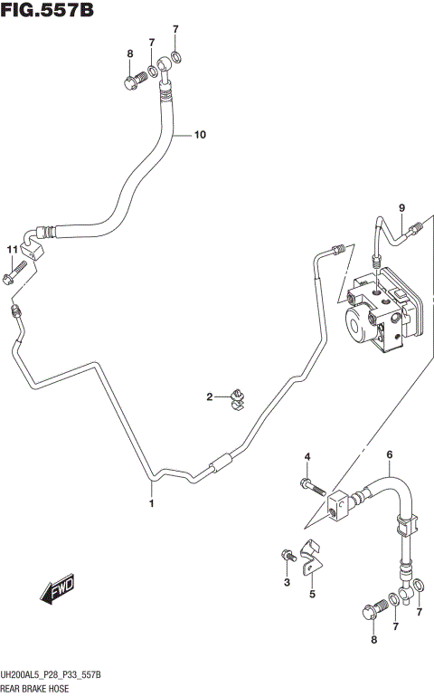REAR BRAKE HOSE (UH200AL5 P33)