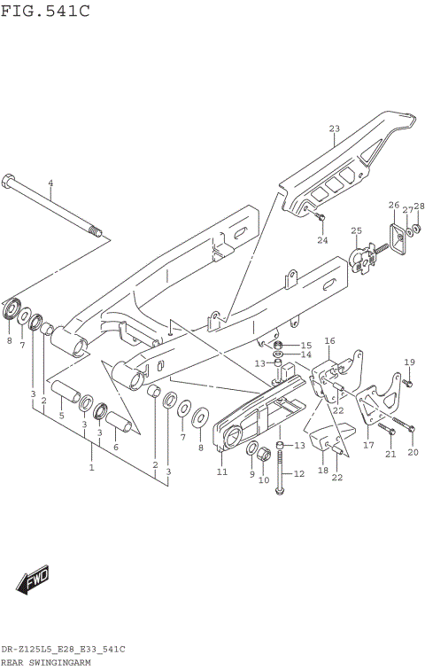 REAR SWINGINGARM (DR-Z125LL5 E28)