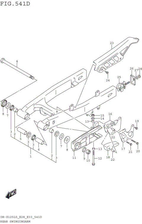 REAR SWINGINGARM (DR-Z125LL5 E33)