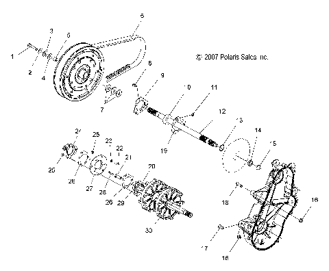 DRIVE TRAIN, DRIVE SHAFT, JACKSHAFT and DRIVE BELT - S08PB6FS/FE (49SNOWDRIVETRAIN086008BALL)