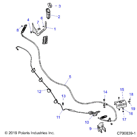 DRIVE TRAIN, GEAR SELECTOR AND THROTTLE CABLE - R21RRED4FA/NA/SCA (C700839-1)