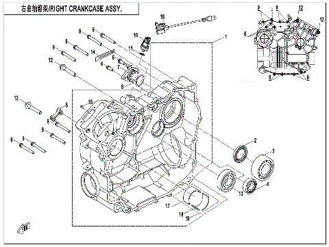 RIGHT CRANKCASE ASSY.