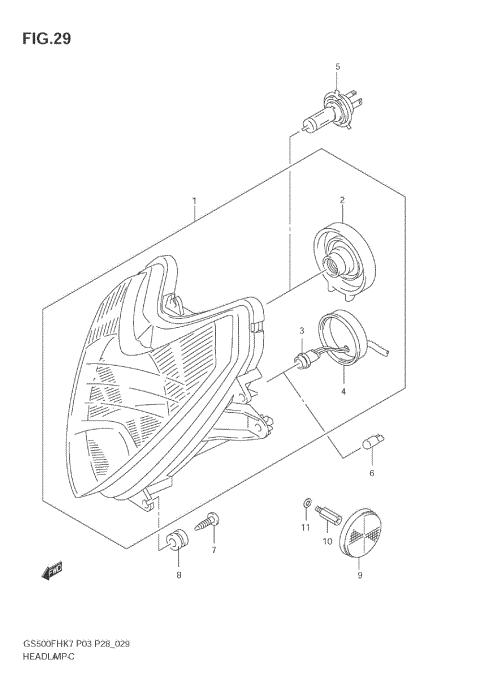 HEADLAMP (GS500F E3,E28,E33,E95)