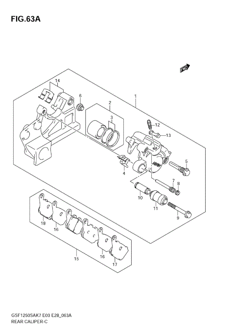 REAR CALIPER (GSF1250SK7/SK8/SK9)