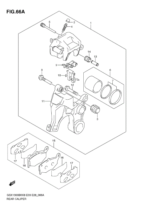 REAR CALIPER (GSX1300BKAK8/AK9)