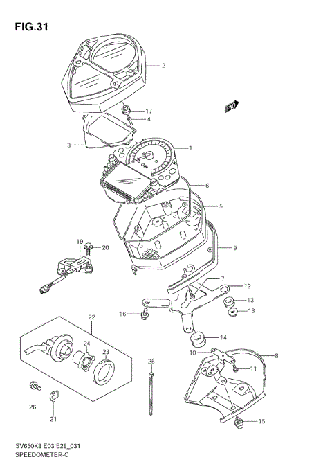 SPEEDOMETER (SV650AK8/AK9)