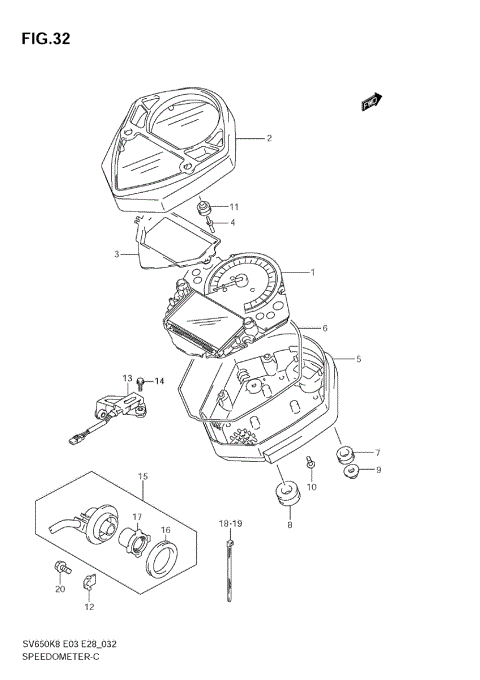 SPEEDOMETER (SV650SK8/SK9)