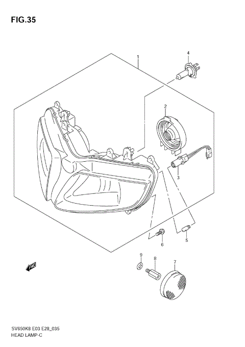HEADLAMP (SV650SK8/SK9/SAK8/SAK9)