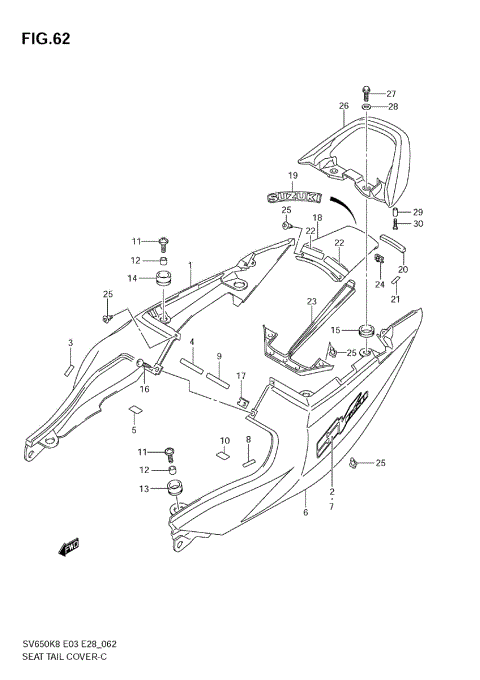 SEAT TAIL COVER (SV650K8/AK8)