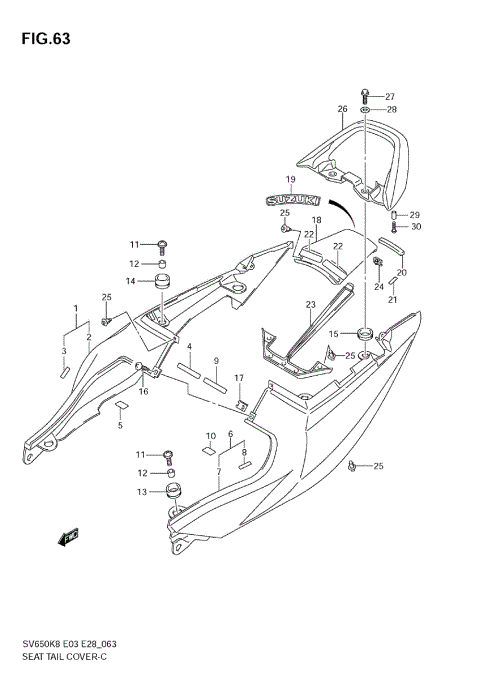 SEAT TAIL COVER (SV650SK8/SAK8)