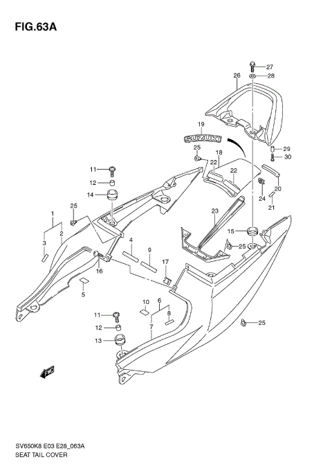 SEAT TAIL COVER (SV650SK9/SAK9)