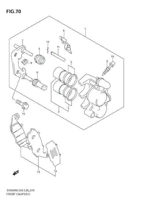 FRONT CALIPER (SV650K8/SK8/K9/SK9)