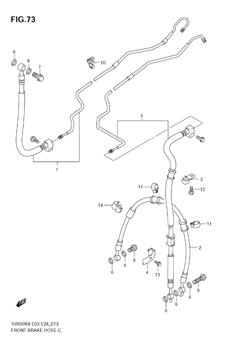 FRONT BRAKE HOSE(SV650AK8/SAK8/AK9/SAK9)