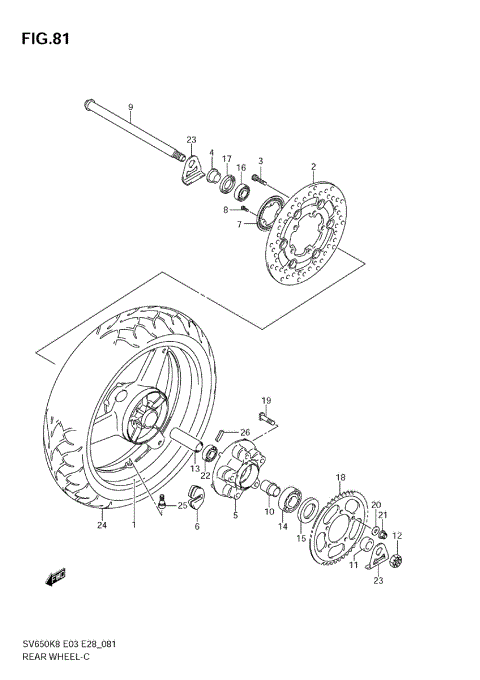 REAR WHEEL (SV650AK8/SAK8/AK9/SAK9)