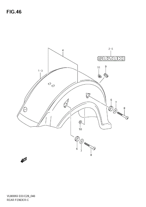 REAR FENDER (VL800K6/TK6/CK6/K7/TK7)