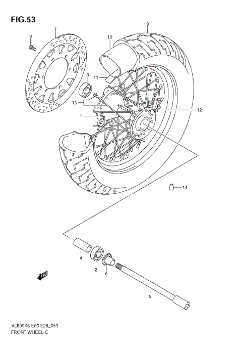 FRONT WHEEL (VL800K6/TK6/K7/TK7/K8/TK8/K9/TK9)