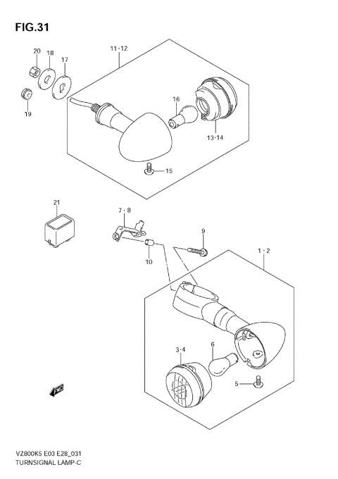TURNSIGNAL FRONT & REAR LAMP (SEE NOTE)