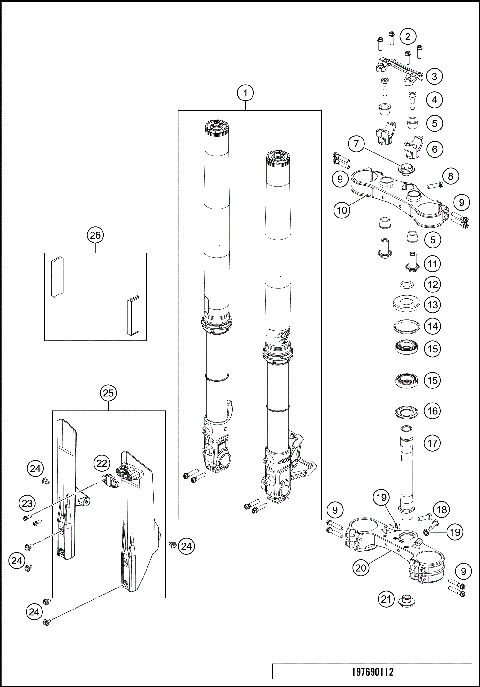 FRONT FORK, TRIPLE CLAMP