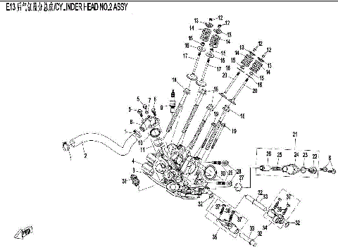 CYL HEAD NO.2 ASSY  (TRANSMISSION END)