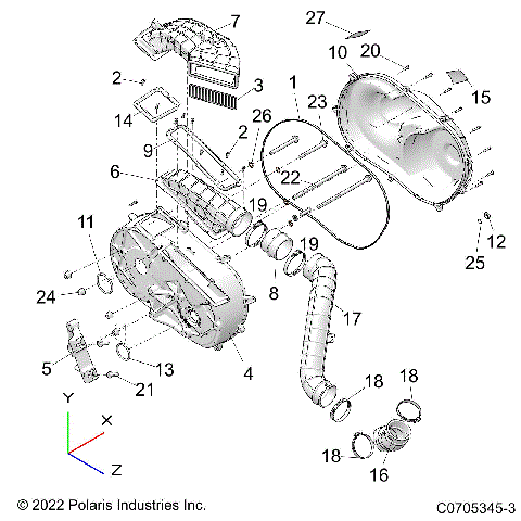 DRIVE TRAIN, CLUTCH COVER AND DUCTING - R23RRE99DX (C0705345-3)