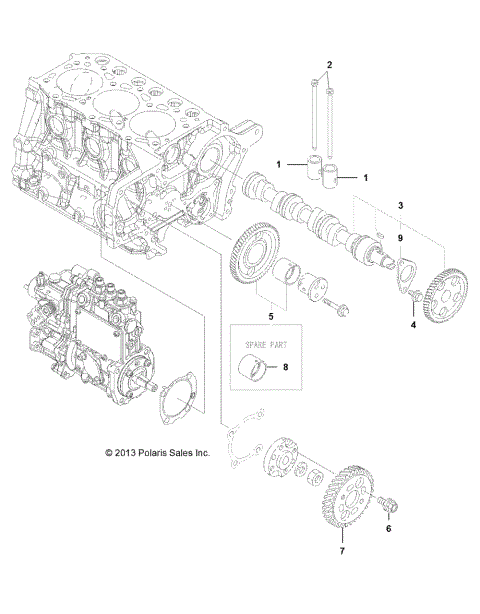 ENGINE, CAMSHAFT AND DRIVING GEAR