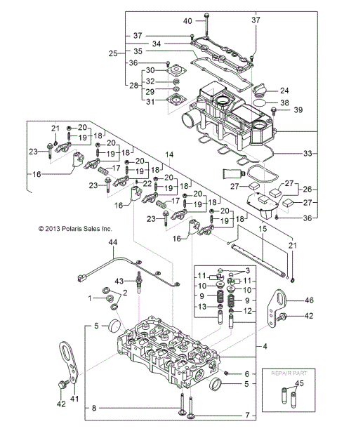 ENGINE, CYLINDER HEAD AND BONNET