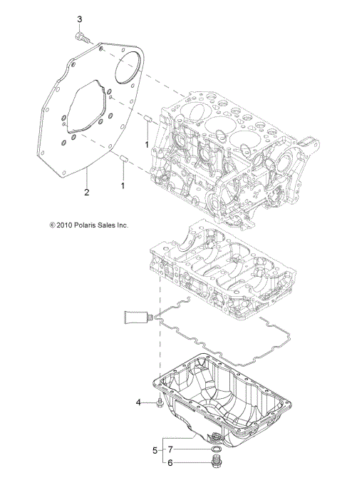 ENGINE, MOUNTING FLANGE AND OIL SUMP