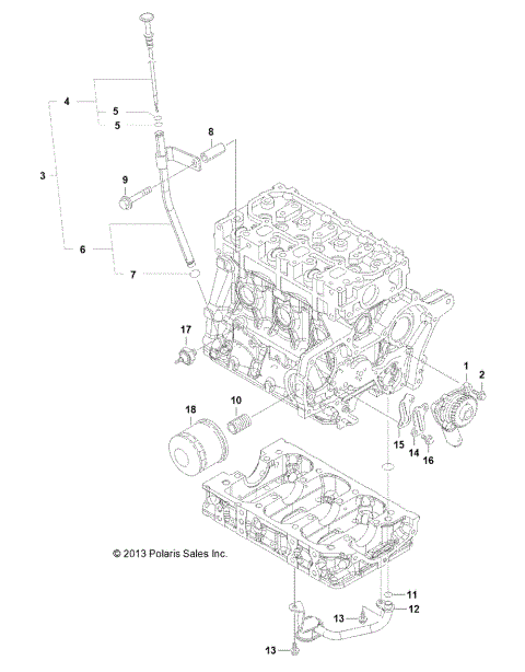ENGINE, OIL SYSTEM AND DIPSTICK