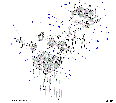 ENGINE, CRANKCASE, CRANKSHAFT - R25X6W1RB9/BD/BM (C730941)