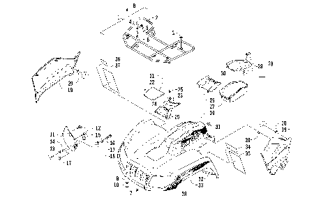 FRONT RACK, BODY PANEL, AND HEADLIGHT ASSEMBLIES [93935]