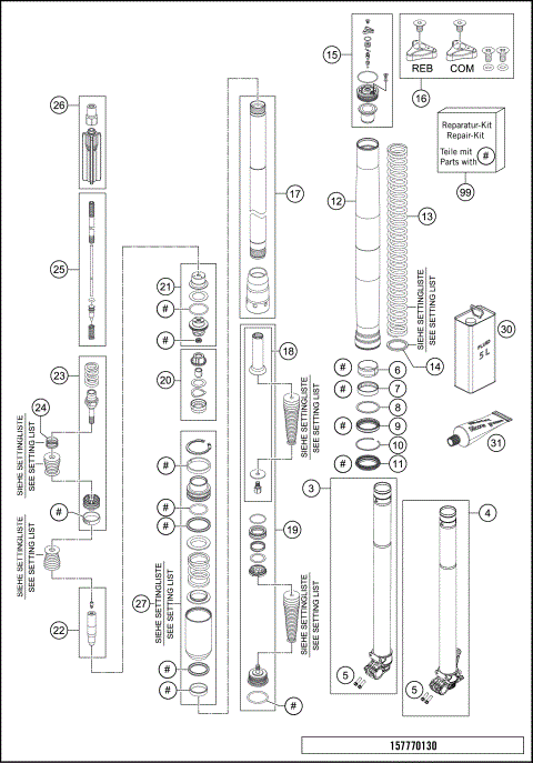 FRONT FORK DISSASSEMBLED
