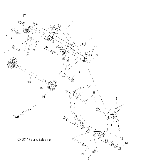 SUSPENSION, CRANK ASM., REAR - S13BP8/BV8 ALL OPTIONS (49SNOWSUSPCRANK13RUSH)