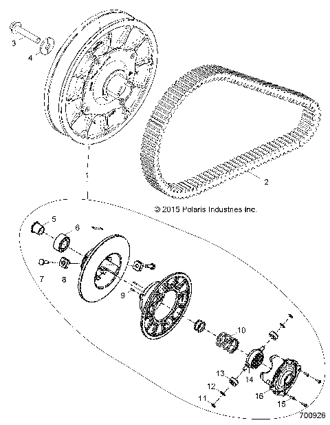 DRIVE TRAIN, SECONDARY CLUTCH - Z16VDE99AF/AM/LM/AS/M99AM (700926)