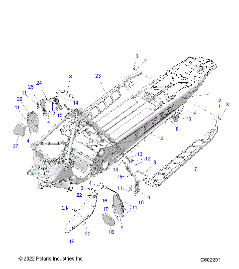 CHASSIS, CLUTCH GUARD, FOOTRESTS, AND RUNNING BOARDS - S23TLG8RS/8RE (C602201)