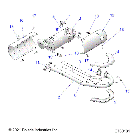 ENGINE, EXHAUST SYSTEM - D23M2A57B4/U57B4 (C730131)