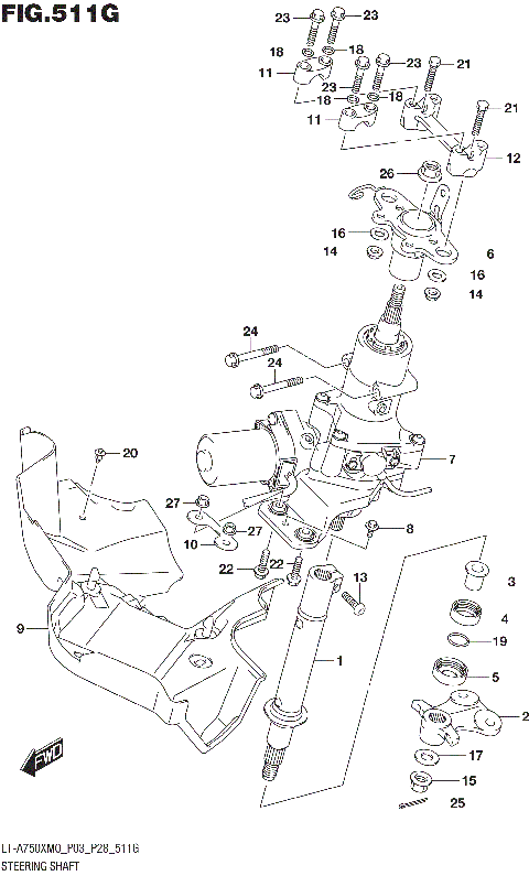 STEERING SHAFT (LT-A750XPZM0 P03)