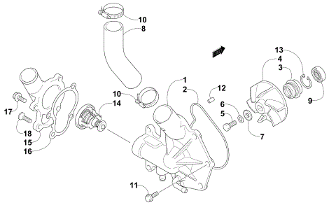 WATER PUMP AND THERMOSTAT