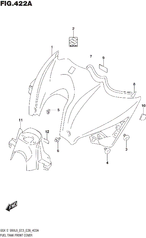 FUEL TANK FRONT COVER (GSX-S1000AL8 E03)