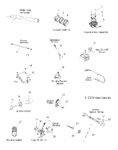 ELECTRICAL, SWITCHES, SENSORS and COMPONENTS - S10PG8/PH8 ALL OPTIONS (49SNOWELECT10800RMK155)