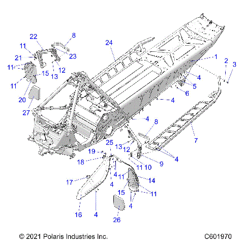 CHASSIS, CLUTCH GUARD, FOOTRESTS, AND RUNNING BOARDS - S22TFM8RS/8RE/TFW8RS/8RE ALL OPTIONS (601008C)