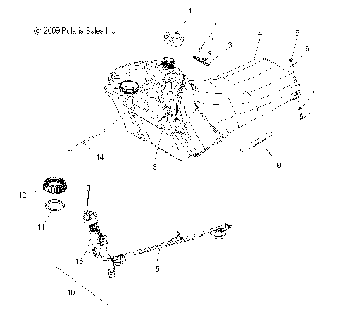 FUEL SYSTEM, FUEL TANK ASM. - S12PT6HSL/HEL (49SNOWFUELTANK10600TRG)