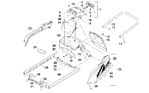 REAR BUMPER, RACK RAIL, SNOWFLAP, AND TAILLIGHT ASSEMBLY [101592]