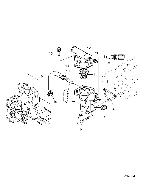 ENGINE, WATER FLANGE AND THERMOSTAT - R26RRED4FB/CB/CP (702624)