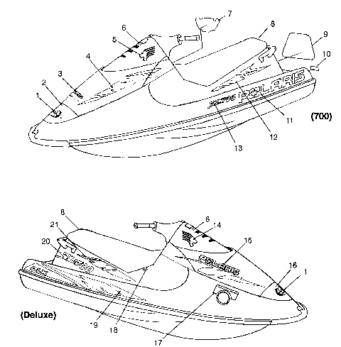 DECALS SL 700 B974071, Intl. SL 700 I974071, SL 700 Deluxe B974072 and Intl (4940874087A008)